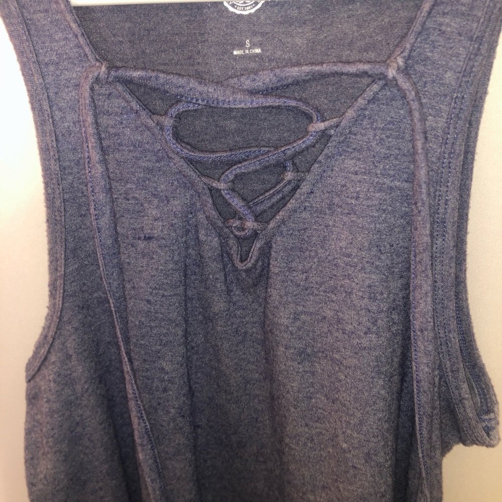 Lace-up lavender tank top small super soft